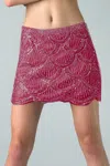 Basix Black Label Scalloped Motic Sequin Shorts In Pink