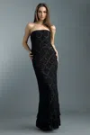 Basix Black Label Scalloped Motif Strapless Evening Dress In Black