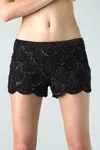 Basix Black Label Scalloped Silk Shorts In Black