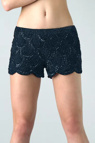 Basix Black Label Scalloped Silk Shorts In Black
