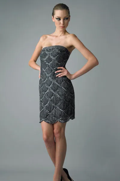 Basix Black Label Scalloped Strapless Cocktail Dress In Animal Print