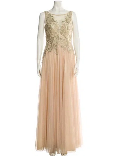 Pre-owned Basix Black Label Scoop Neck Long Dress In Neutral