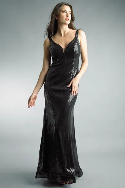 Basix Black Label Scuba Sequin Gown