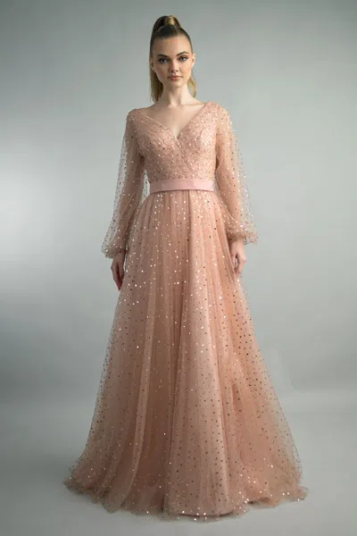 Basix Black Label Sequin A-line Gown In Pink