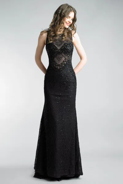 Basix Black Label Sequin And Bead Art Deco Mermaid Dress