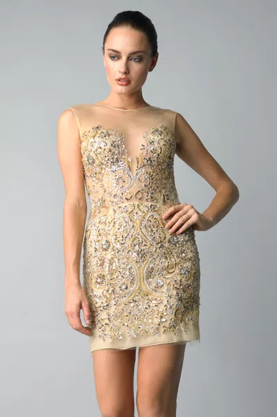 Basix Black Label Sequin And Beaded Cocktail Dress By