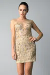 Basix Black Label Sequin And Beaded Cocktail Dress In Gold