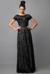 Basix Black Label Sequin Beaded Dress With Crystal Over Lace