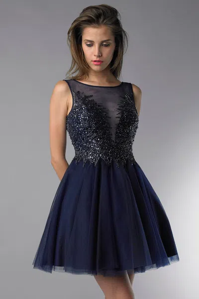 Basix Black Label Sequin Embellished Tulle Cocktail Dress In Blue
