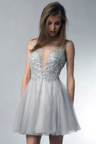 Basix Black Label Sequin Embellished Tulle Cocktail Dress In White