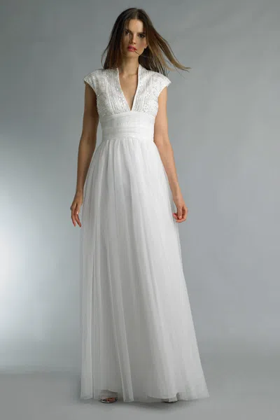 Basix Black Label Sequin Empire Gown In White