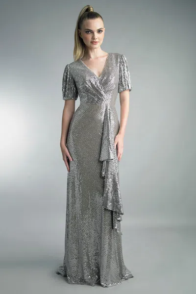 Basix Black Label Sequin Gown In Gray