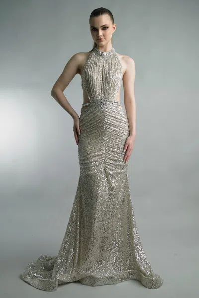 Basix Black Label Sequin Halter Mermaid Gown In Multi