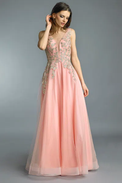 Basix Black Label Sequin Leaf Embellished Gown