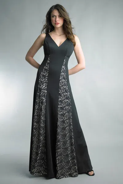 Basix Black Label Sequin Panel Gown In Black