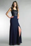 Basix Black Label Sequin Sleeveless Gown In Blue