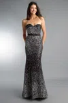 Basix Black Label Sequin Sweetheart Gown In Gray