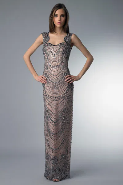 Basix Black Label Sequined And Beaded Sleeveless Dress
