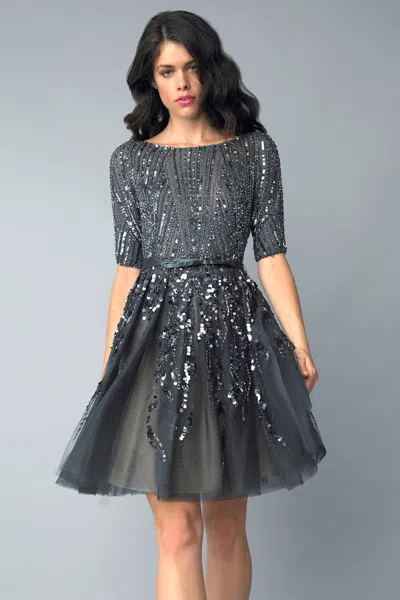 Basix Black Label Sequined Cocktail Dress In Gray