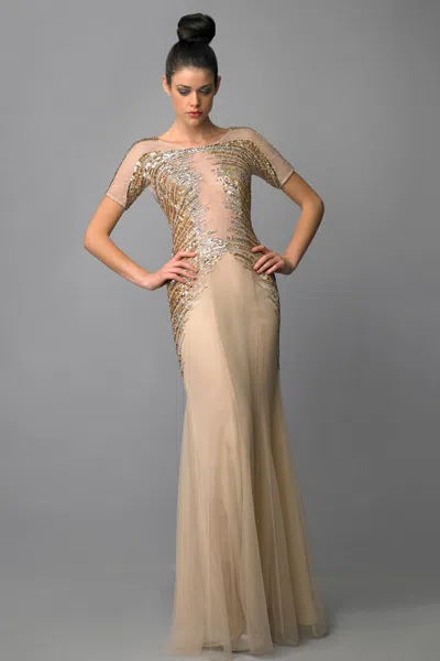 Basix Black Label Sequined Evening Dress