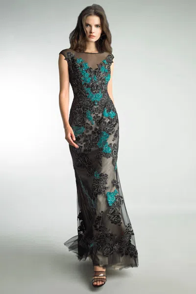 Basix Black Label Sequined Evening Gown