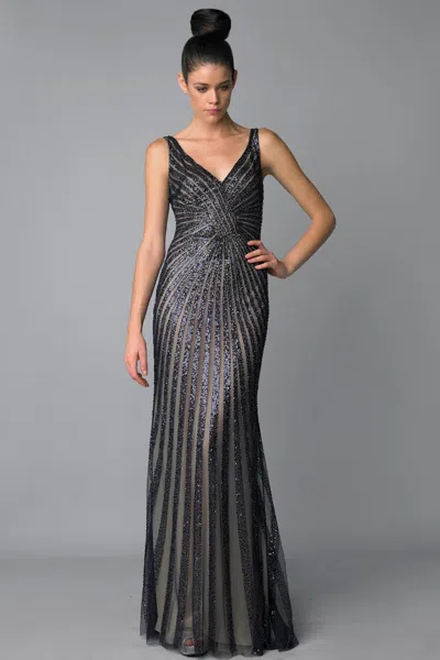 Basix Black Label Sequined Evening Gown