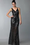 Basix Black Label Sequined Gown In Black