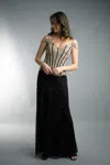 Basix Black Label Sequined Off Shoulder Evening Dress In Black