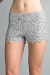Basix Black Label Sequined Shorts In Silver