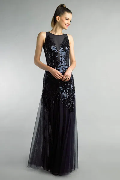 Basix Black Label Sequined Sleeveles Evening Dress