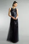 Basix Black Label Sequined Sleeveles Evening Dress In Blue