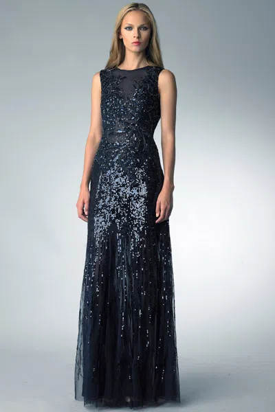 Basix Black Label Sequined Sleeveless Gown