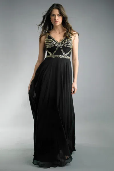 Basix Black Label Sequined Sleeveless Gown