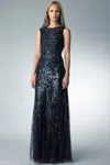 Basix Black Label Sequined Sleeveless Evening Dress In Black