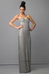 Basix Black Label Sequined Strapless Evening Dress