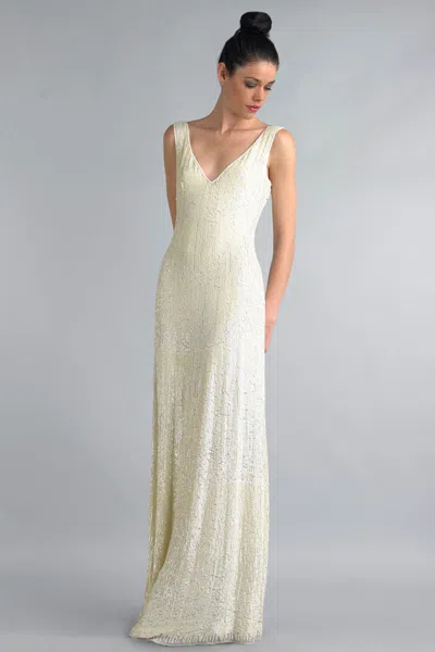 Basix Black Label Sequined V Neck Evening Gown