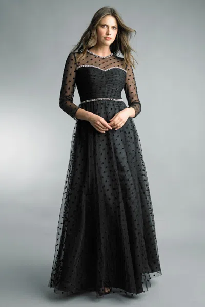 Basix Black Label Sheer And Tulle Gown In Multi