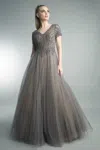 Basix Black Label Short Sleeve Beaded Sequin Ballgown