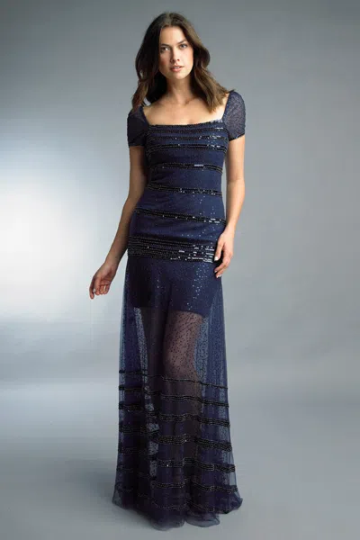 Basix Black Label Short Sleeve Evening Dress
