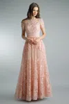 Basix Black Label Short Sleeve Evening Gown In Pink