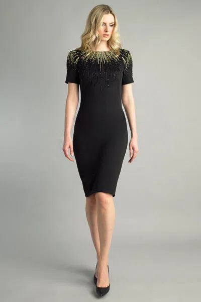 Basix Black Label Short Sleeve Mid Length Dress In Multi