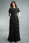 Basix Black Label Short Sleeve Ruff Dresse