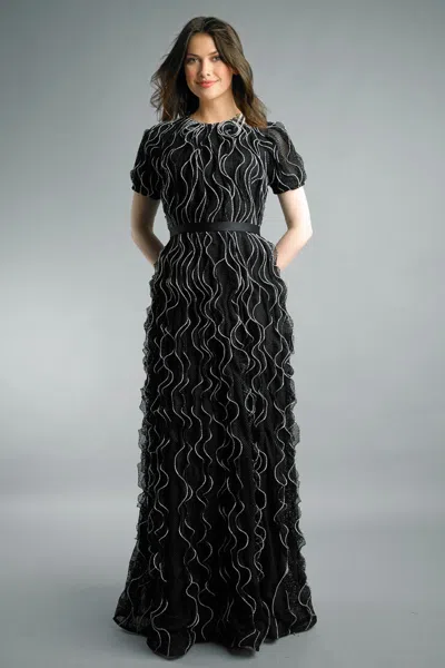 Basix Black Label Short Sleeve Ruff Dresse