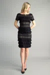 Basix Black Label Short Sleeve Tiered Cocktail Dress