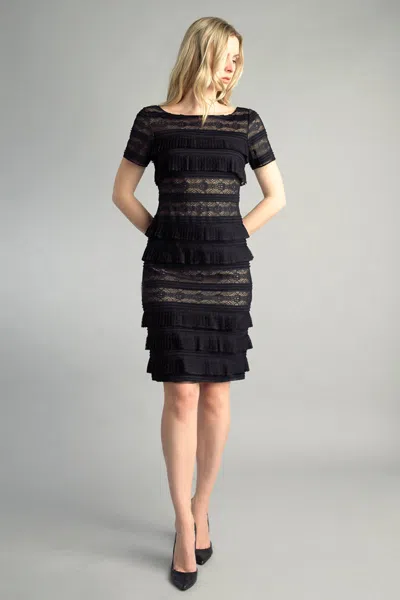 Basix Black Label Short Sleeve Tiered Cocktail Dress