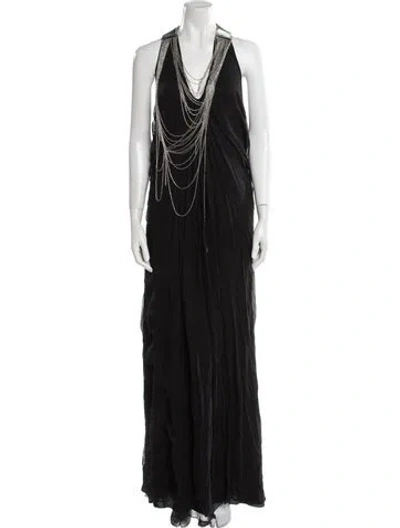 Pre-owned Basix Black Label Silk Long Dress W/ Tags In Black