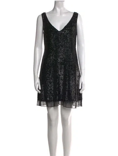 Pre-owned Basix Black Label Silk Mini Dress In Black