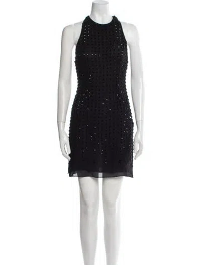 Pre-owned Basix Black Label Silk Mini Dress In Blue