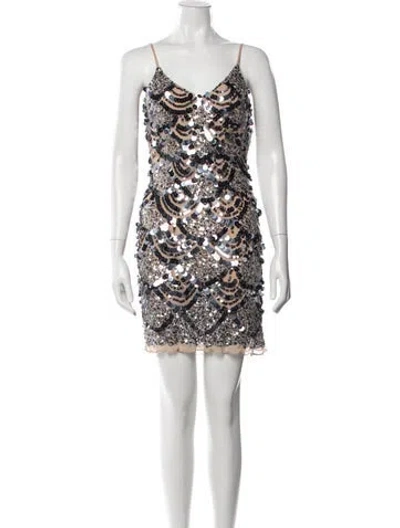 Pre-owned Basix Black Label Silk Mini Dress In Neutral