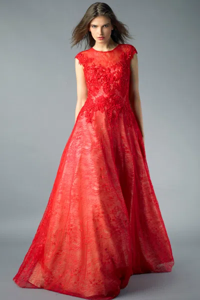Basix Black Label Sleeveless Ball Gown In Red